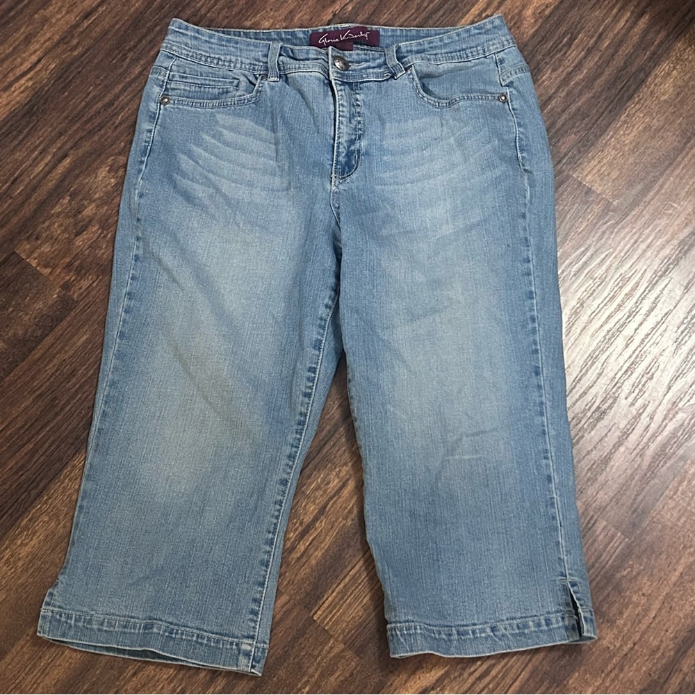Gloria Vanderbilt Cotton Light Blue Denim Cropped Capris Flexible Fit Size 10